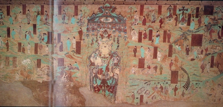 敦煌莫高窟第45窟南壁，唯一一幅用全壁繪製的觀音經變。（圖：敦煌研究院）