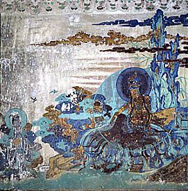 圖21: 榆林窟第2窟的一幅水月觀音畫像，是敦煌石窟水月觀音畫像的代表作。（敦煌研究院網頁圖片）