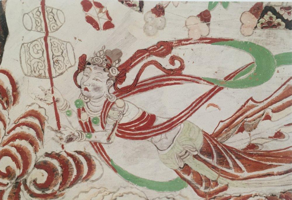 宋代（960-1279）飛天，榆林窟第15窟，撥彈琵琶的飛天。（圖：商務印書館）