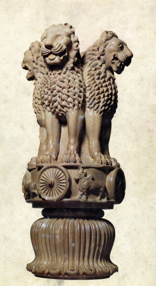 雕獅子形象於柱頂來象徵佛教弘揚於四方的「阿育王柱」。（圖：林保堯）