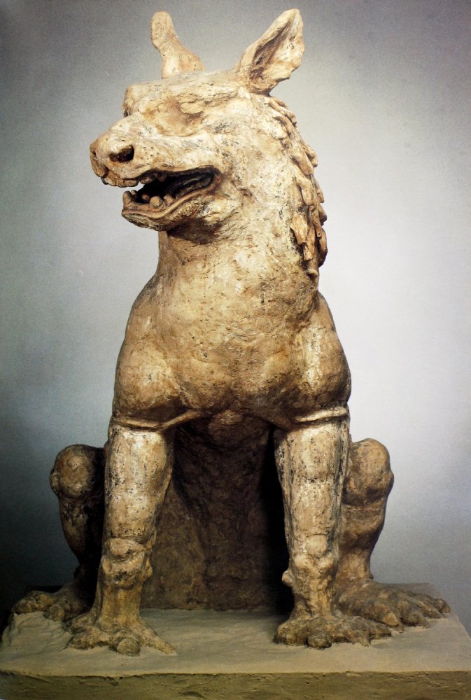 敦煌莫高窟初唐第321窟獅子像，現存聖彼德堡（圖：敦煌研究院）。