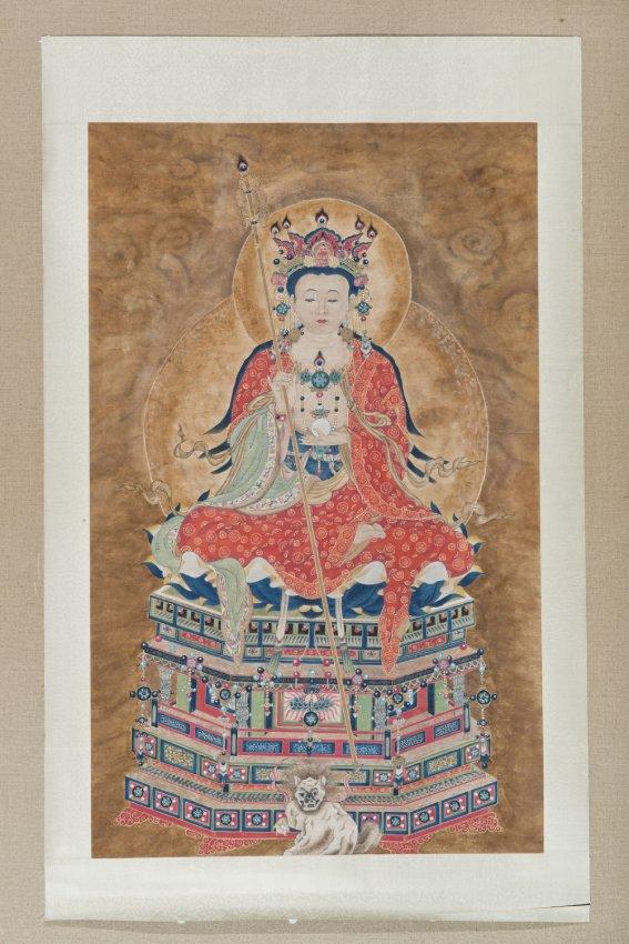 陽師父生平第一幅菩薩像,也是她肝病最嚴重的時候所創作;菩薩神情顯得不太開心,代表當時陽師的心情。