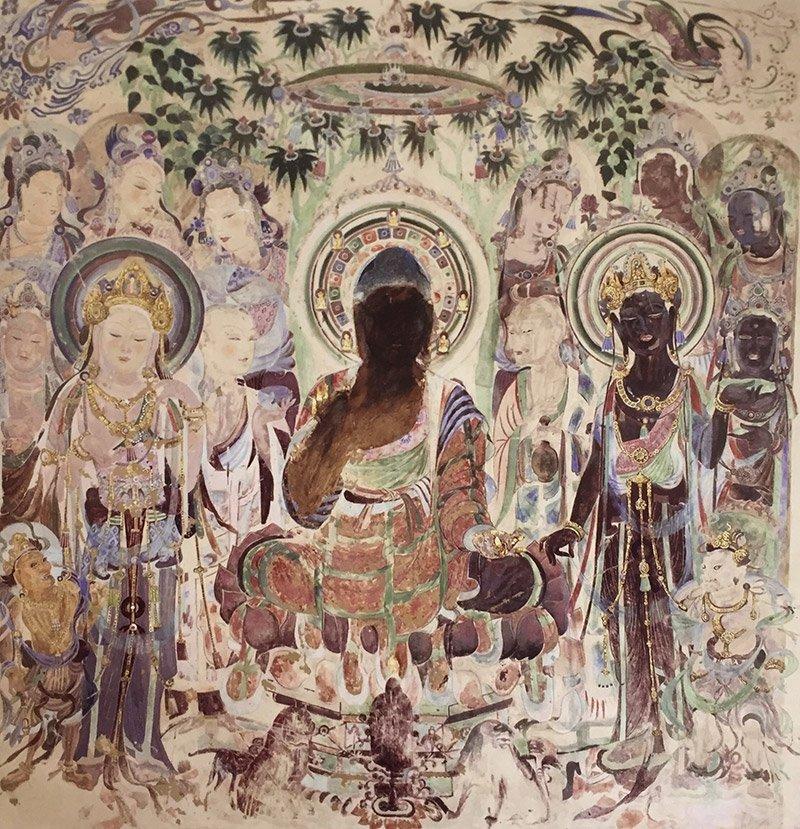 莫高窟第57窟南壁的「阿彌陀佛說法圖」。（圖：敦煌研究院）