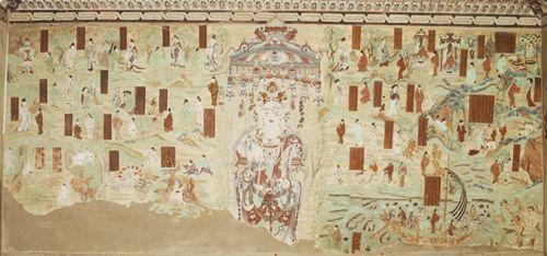 圖3：敦煌第45窟建於盛唐，內藏用全壁而繪製的「觀音經變」。（敦煌研究院）