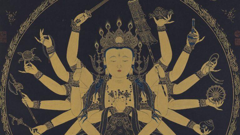 明人畫準提菩薩 126.7×81.1公分，台灣故宮典藏。