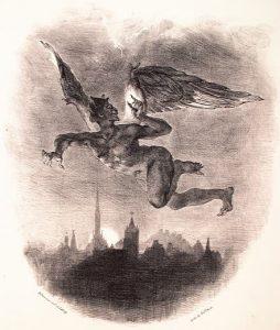 法國浪漫派畫家德拉克羅瓦筆下的魔鬼使者Mephistopheles