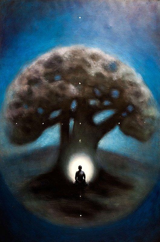 奚淞《大樹之歌》三連作之一(2016,油畫.麻布,80 × 116公分)