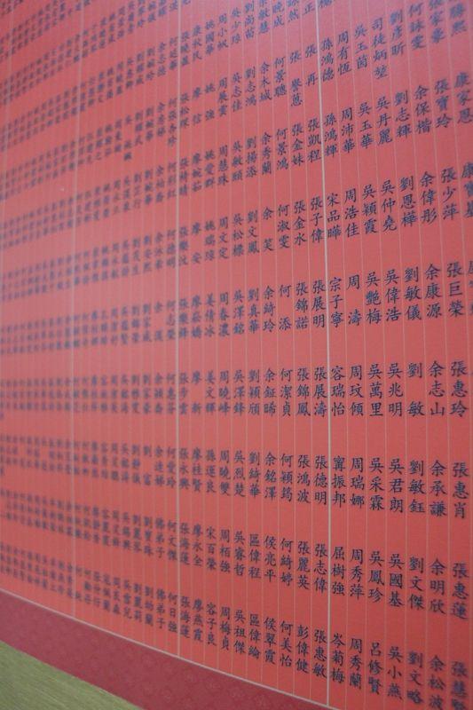萬人榜上題上功德主的姓名,當集合到一萬人的名字時,即是有上萬人的善行來成就法會。