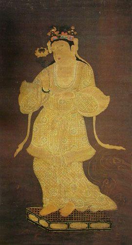 高野山龍光院收藏的國寶〈傳船中湧現觀音像〉,平安時期(12世紀)。