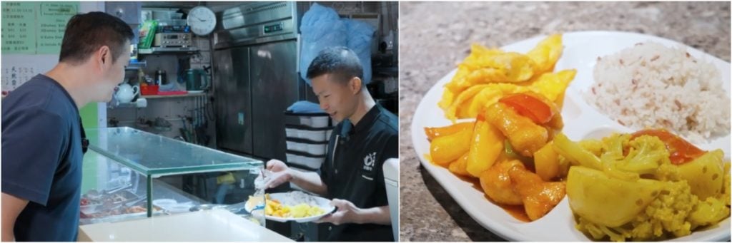 三餸飯是餐廳午市的主打食物,讓客人可從多款素菜中,選出自己喜愛的口味。
