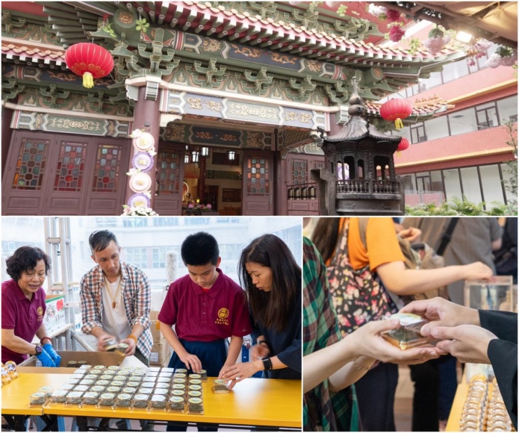 新鮮做好的欒樨餅，隨即送到香港觀宗寺，作為當晚佛誕傳燈法會的結緣品。