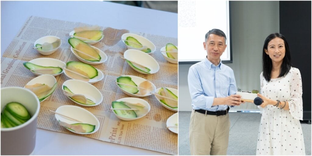 下午的「品味當下・養生隨行」工作坊由食養導師何穎怡（岸本太太）主持，她準備了青瓜和子薑，讓大家用味蕾體驗食物與身心的連結，瞭解自己的需要。